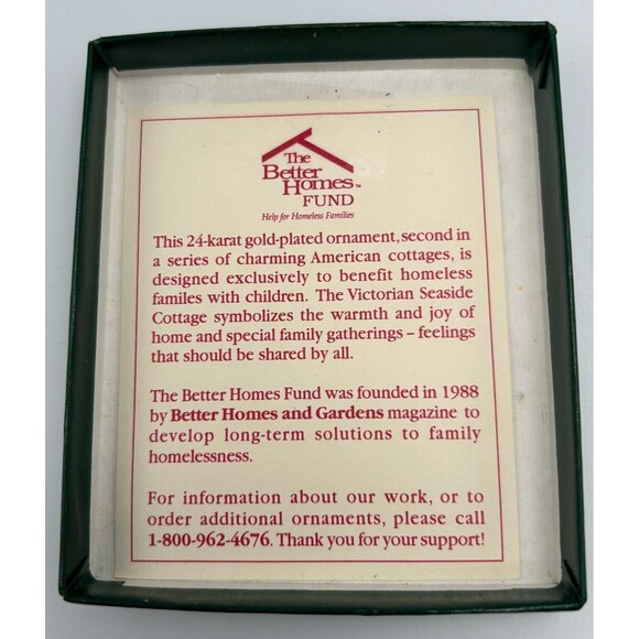 VINTAGE 1997 Better Homes 3D Gold Christmas Ornament - Victorian Seaside Cottage - Picture 4 of 7